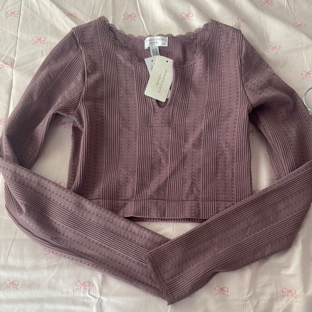 Altar'd State Purple Ribbed Crop Top